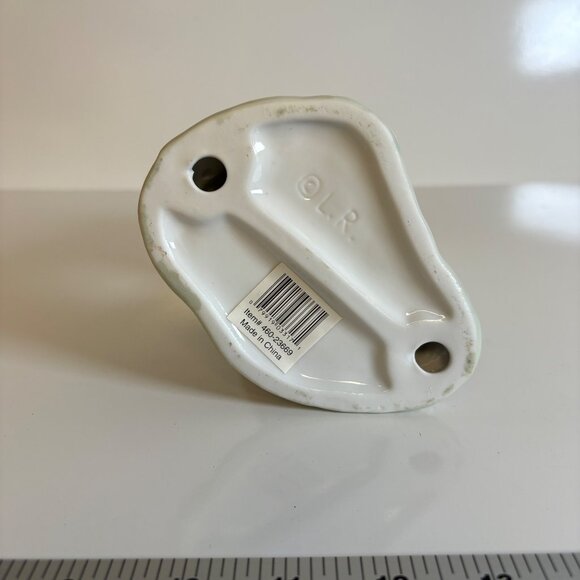 Ceramic Easter Bunny Figurine Baby Rabbit Basket Glazed 10.5" - Picture 5 of 7